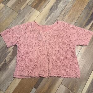 Costal grandma pink crochet cardigan| Nautical Beach sweater
